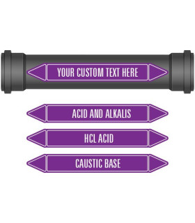 Pipe Marker 10 Pack - Acids & Alkalis Coloured Coded Violet