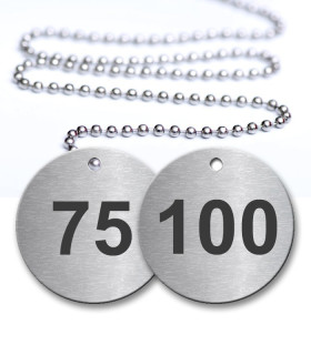 75-100 Numbered Tags Pack - Engraved Stainless Steel